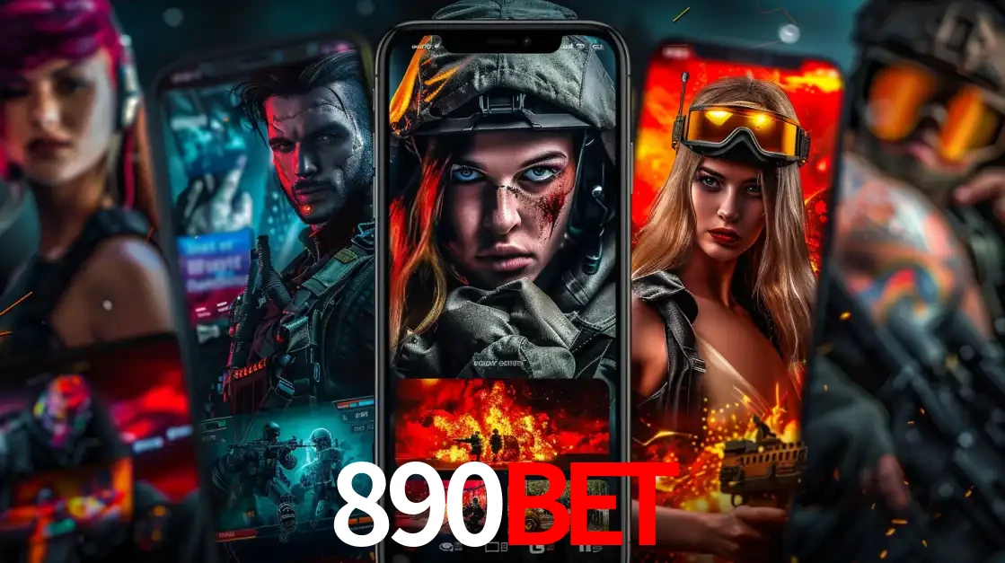 Montagem de telas de celular mostrando diversos personagens, masculinos e femininos, de um jogo de tiro, ilustrando a diversidade de equipes de e-sports para apostar no 890bet.